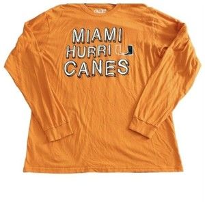 Miami Hurricanes Adult XL T-Shirt Orange Green White UM e5 Football Long Sleeve